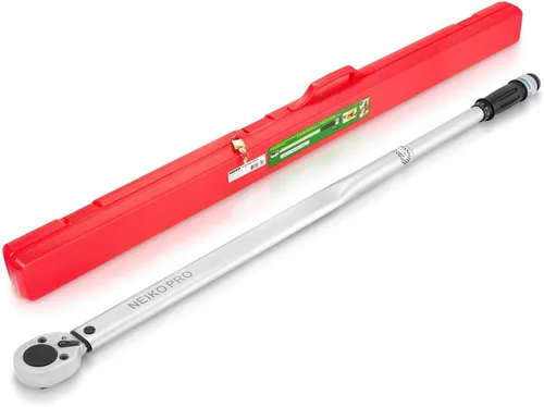 Neiko PRO 03710B Llave dinamométrica SAE ajustable de transmisión de 3/4 pulgadas con ajustes de clic de torque de 100-700 libras-pie, fabricada con