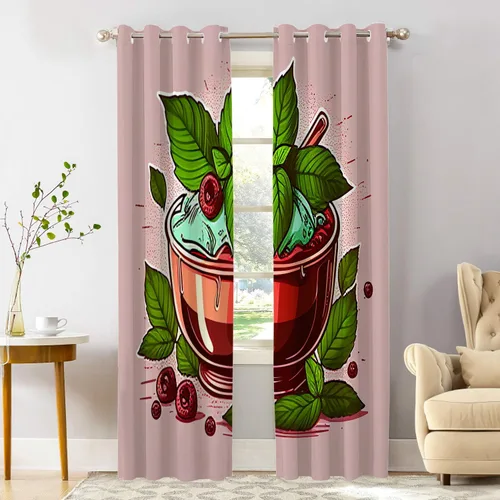 Miniatura 69 de Shrahala Floral Abstract Design Blackout Curtain Tiers, Minimalist Flower Illustration Kitchen Valance Light Blocking Tier Drapes with Rod Pocket, 2