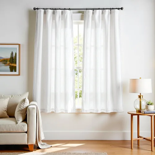 Miniatura 35 de JINCHAN Cortinas de lino de 108 pulgadas de largo, juego de 2 paneles, cortinas de ventana para sala de estar y dormitorio, cortinas