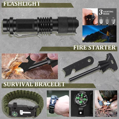 Miniatura 4 de Regalos para hombres, Navidad, papá, marido, novio, él, kits de supervivencia, equipo de supervivencia 14 en 1, artículos esenciales para camping