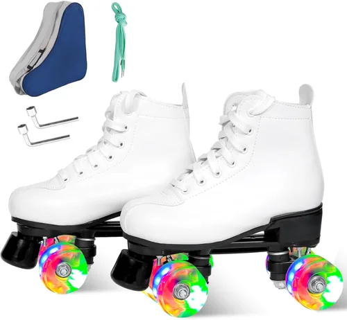Miniatura 9 de Wiwiy Patines de Rodillo para Mujeres y Hombres - Cuatro Patines de Cuatro Ruedas Brillantes Ajustables