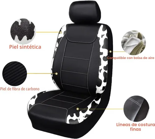 Miniatura 2 de Flying Banner Fundas para asientos de coche con protección impermeable de piel sintética con fibra de carbono para asientos delanteros y traseros