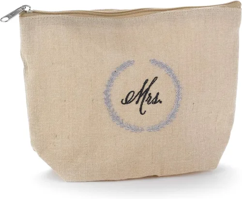 Miniatura 5 de Hortense B. Hewitt Accesorios de boda forrado yute natural bolsa de cosméticos, 10 x 7 pulgadas, suya