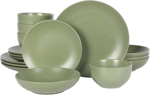 Miniatura 20 de Gibson Home Dempsey Road - Juego de vajilla de gres de 12 piezas – Servicio para 4, platos y cuencos redondos negros, juego moderno de platos