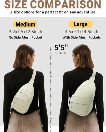 Miniatura 6 de Tuwubi Bolsos cruzados para mujer, bolsa para hombres, mochila pequeña de senderismo antirrobo, ligera para viajes al aire libre (M, beige)