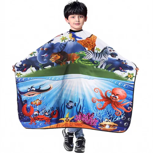 Miniatura 12 de DOKKIA KIDS Capa de peluquero para niños corte de pelo, niños, niños pequeños, niños y niñas, peluquería, estilo de salón, paño de tela, delantal