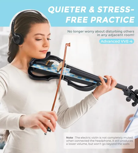 Miniatura 2 de Vangoa Violín eléctrico, kit de violín eléctrico silencioso 4/4 para principiantes, adultos y adolescentes, juego de iniciación de violín eléctrico