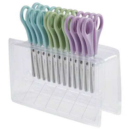 Miniatura 8 de ECR4Kids ELR-13215 TwinGrip - Juego de tijeras para niños y aulas escolares, punta puntiaguda, surtido (paquete de 2)