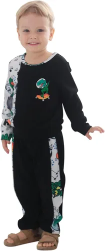 Miniatura 3 de Hearyoo Conjunto de ropa de 2 piezas con estampado de dinosaurio de manga larga y pantalones para niños pequeños