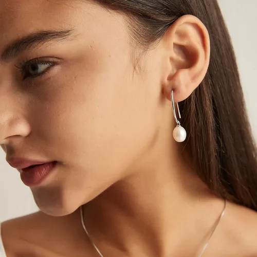 Miniatura 2 de YAMI Aretes colgantes de perlas para mujer, perlas cultivadas de agua dulce/agua salada en plata de ley 925, aretes colgantes hipoalergénicos