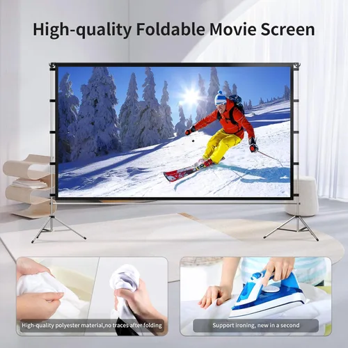 Miniatura 5 de Vamvo - Pantalla de proyector para exteriores, pantalla de proyectores portátiles con soporte de aleación de aluminio, pantallas plegables de 120