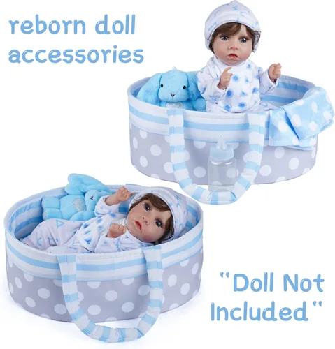 Miniatura 8 de BABESIDE Juego de 8 piezas de ropa para muñeca bebé con cuna para muñecas de 8-10-12 pulgadas, ropa y accesorios para muñeca bebé Bitty para bebés