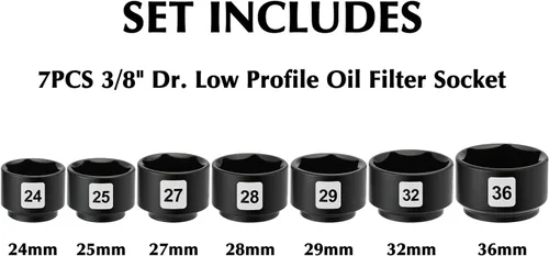 Miniatura 2 de EMENTOL Juego de herramientas de 7 piezas de 3/8 pulgadas de perfil bajo para filtro de aceite, CR-V, removedor de tapa de filtro de aceite e