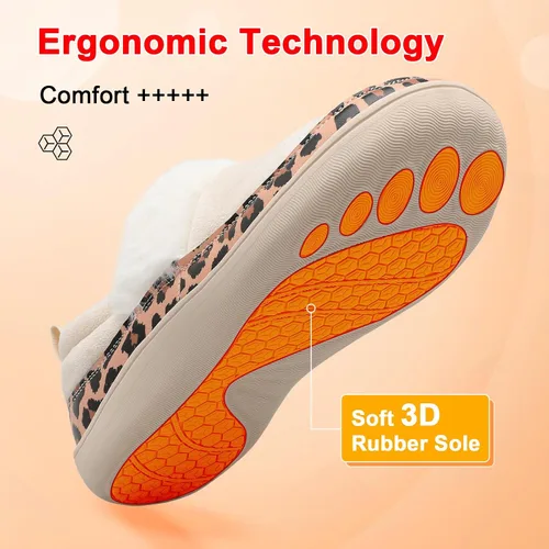 Miniatura 5 de Scurtain Pantuflas tipo mocasín para mujer, cómodas y cómodas botas de invierno con suela de goma cómoda