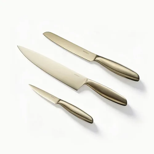 JazzUpCo Juego de cuchillos alemanes de acero inoxidable, aptos para lavavajillas, cuchillos de cocina afilados con precisión, diseño moderno que