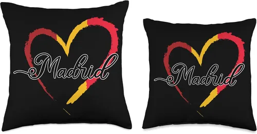 Miniatura 3 de Europe Spain Vacation Travel Madrid Gifts Almohada con diseño de bandera española de España, corazón y amor, familia Madrid, 16 x 16 pulgadas