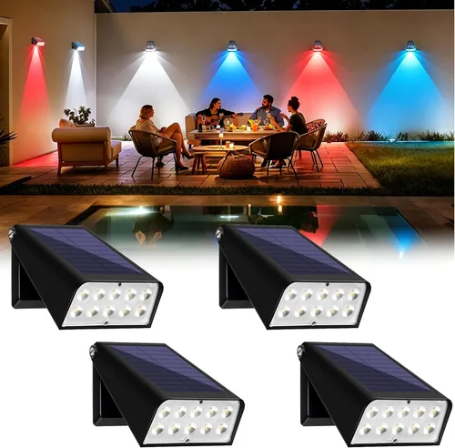 Miniatura 14 de Foco para exteriores alimentado por energía solar, luces de terraza del atardecer al amanecer, 2 modos ajustables de 90°, ideal para ubicación