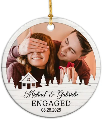 Miniatura 11 de Adorno de cerámica personalizable con texto en inglés «Our First Christmas Together As Mr and Mrs 2024», adorno personalizado para parejas recién