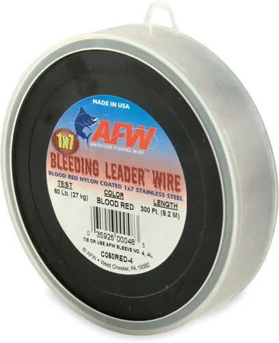 Miniatura 14 de Alambre de pesca americano líder sangrante rojo sangre nylon recubierto 1x7 alambre líder de acero inoxidable