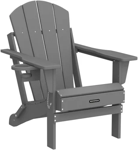 Miniatura 5 de MUCHENGHY Sillas Adirondack Plegables, Sillas de Patio, Sillas de Césped, Silla para Exteriores, Silla Adirondack de Plástico, Pozo de Fuego, Gris