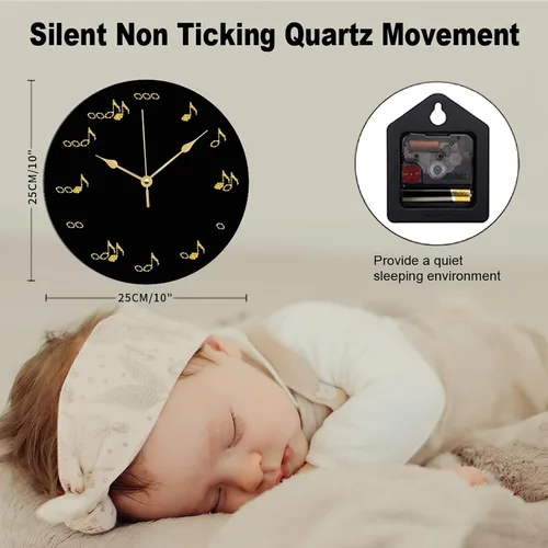 Miniatura 2 de ArogGeld The One of A Kind - Reloj de notas musicales con notas doradas, reloj artístico que no hace tictac, funciona con pilas, relojes decorativos