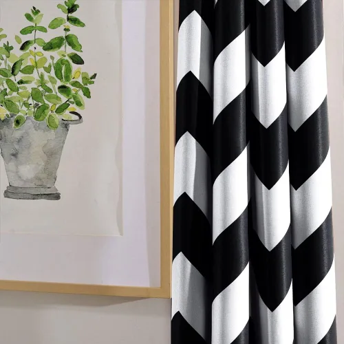 Miniatura 5 de Melodieux - Cortinas de chevron de moda para sala de estar y comedor, cortinas con ojales oscurecedores y parte superior para ventanas