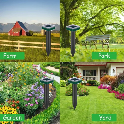 Miniatura 6 de 12 piezas Tirgo repelente de topos alimentado por energía solar para césped, repelente de serpientes para patio, trampa repelente de troncos