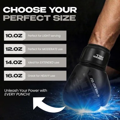 Miniatura 6 de Green Hill Boxing Gloves Set for Men & Women – Leather Training & Sparring Gloves for MMA, Muay Thai & Kickboxing