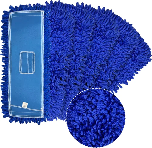 Miniatura 17 de Kleen Handler Trapeador de polvo de microfibra de 48 pulgadas Reemplazo de cabezal de trapeador comercial lavable extra grande, paquete de 6 Azul