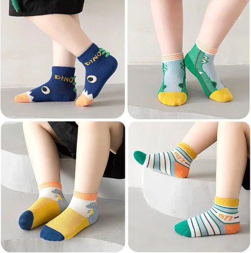 Miniatura 6 de SUITBOY Calcetines de malla de verano para bebés niños y niñas, calcetines de tobillo lindos de algodón, 5 pares