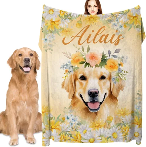 Miniatura 16 de Manta de Golden Retriever - Manta de franela suave y forro polar para perros para amantes de mascotas, mujeres, niños, niñas - 40" x 30