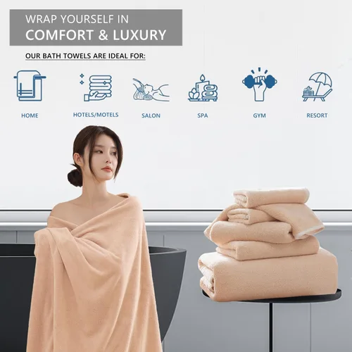 Miniatura 4 de Sábana de Baño Extra Grande de 4 Piezas (35"x70") - Sábana de Baño Ultra Suave de Tamaño Grande, Juego de Sábanas de Baño para Baño de Hotel, Sábana