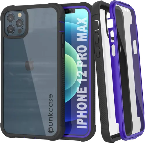 PunkCase Funda [Serie Spartan] Funda transparente resistente con protector de pantalla integrado, protección de cuerpo completo ultra delgada 360