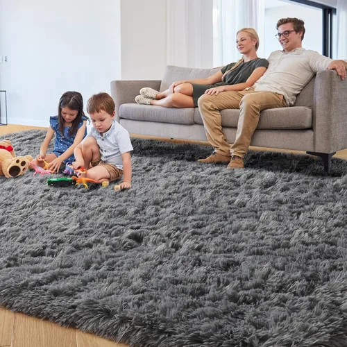 Miniatura 2 de PAGISOFE Alfombras grises lavables para sala de estar, dormitorio, alfombra de 5 x 8 pies, alfombra de felpa suave y esponjosa para dormitorio, 2