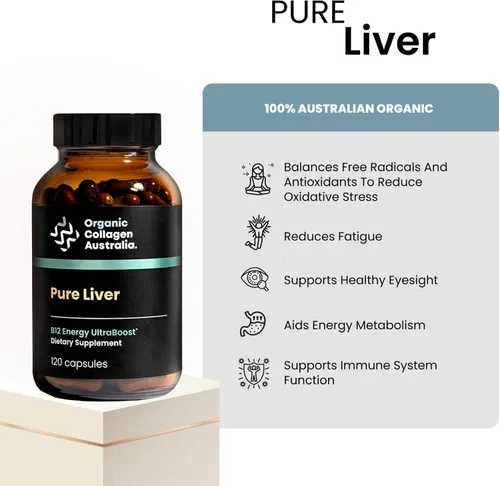 Miniatura 2 de Organic Collagen Australia Cápsulas de hígado puro, alimentadas con pasto y criadas en pastos, fuente de energía B12, apoyo inmunológico, fuerza
