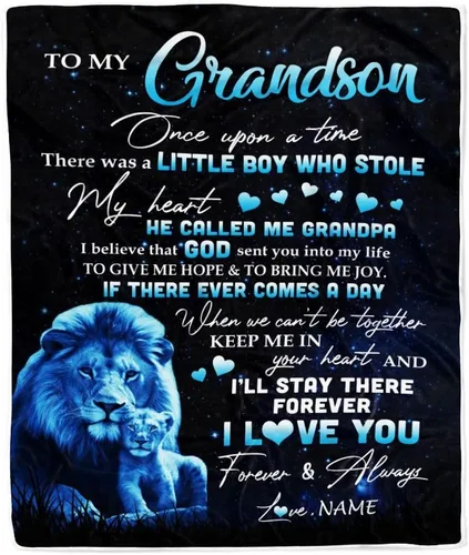 Miniatura 29 de Manta personalizada con texto en inglés «To My Grandson from Grandma Grandpa You Will Never Lose Lion Nison», manta de forro polar personalizada