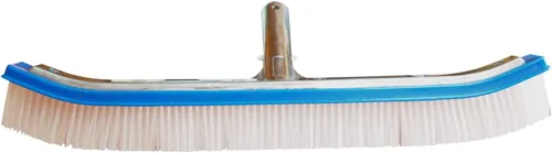 Miniatura 2 de Cepillo de piscina de 18 pulgadas (curvado) con parte trasera y mango de aluminio, cerdas de nailon, cuerpo de cepillo azul, cerdas transparentes