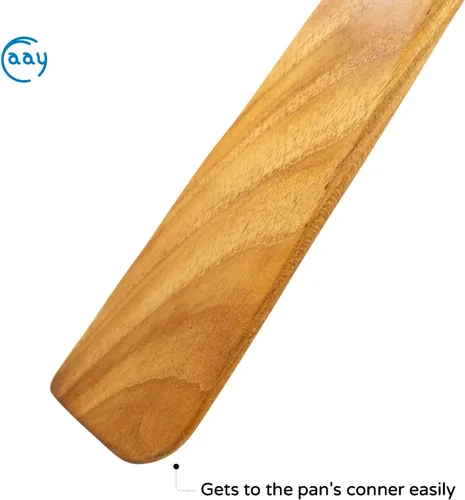 Miniatura 4 de FAAY Espátula plana de madera de 10 pulgadas para hierro fundido, aleta de huevos, raspador de sartén, artesanía de alta resistencia a la humedad