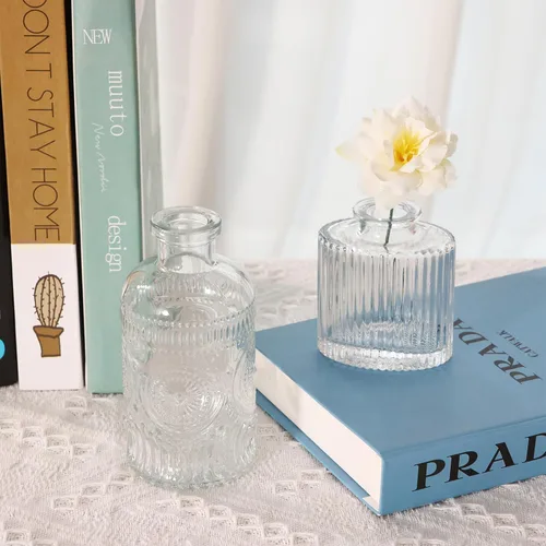 Miniatura 5 de Fixwal Juego de 5 jarrones pequeños, florero pequeño para flores, jarrón de vidrio para decoración del hogar, decoraciones de boda, jarrones