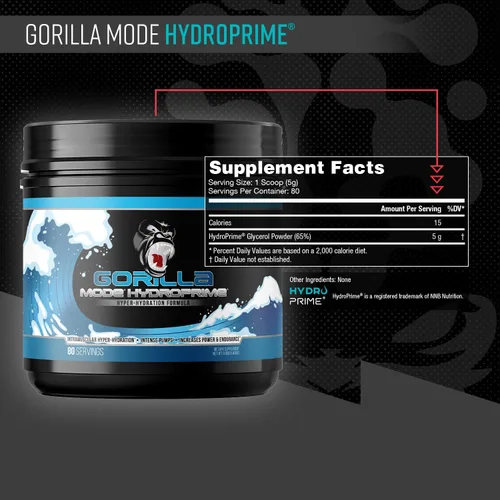 Miniatura 2 de Gorilla Mind Hydroprime® Glycerol Pre-Entrenamiento - Fórmula Hidratante para Antes del Entrenamiento para Bombas Intensas · Hiper-Hidratación