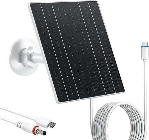Zivif Panel solar para cámara de seguridad al aire libre, cargador solar USB C de 10 W compatible con cámara recargable de 5 V, montaje ajustable de