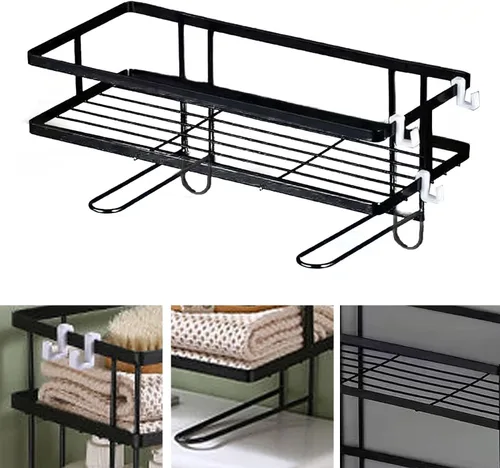 Miniatura 6 de Estante de baño organizador de baño de hierro grueso con diseño de montaje en pared, estante de baño impermeable sobre el inodoro, organizador