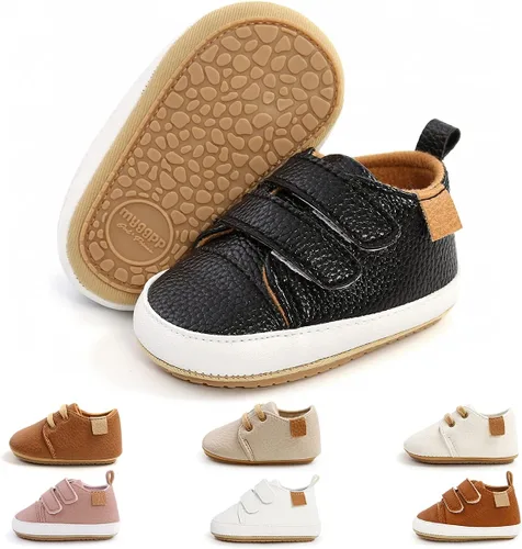 Miniatura 5 de QWZban Zapatos de bebé para niños y niñas, zapatillas de deporte con suela de goma antideslizante, para cuna de bebé, zapatos de vestir