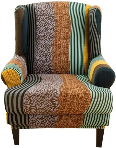 Miniatura 8 de Fundas para silla Wingback, 2 piezas, estilo americano, fundas elásticas para sillón de ala con parte inferior elástica, protector de muebles