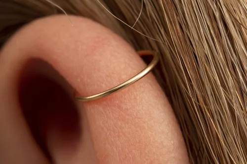 Miniatura 22 de Aretes de aro de oro de plata – Aretes de aro para mujer, dos piezas de aros de plata fina rellenos de oro, aro de hélice, anillo de tragus, aro