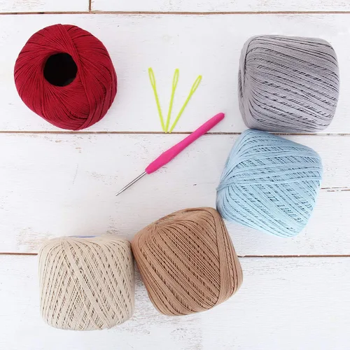 Miniatura 14 de Threadart - Juego de hilos de ganchillo de algodón 100% puro, tamaño 3, colores de ambiente de playa, cuatro bolas de 1.76 oz