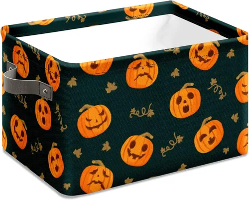 Cesta de almacenamiento espeluznante de Halloween, bolsas de truco o trato, cubo de almacenamiento plegable grande, organizador plegable de 10 x 14