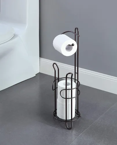 Miniatura 2 de Soporte independiente para papel higiénico SunnyPoint con almacenamiento – Con capacidad para 3 rollos de repuesto, acero resistente, acabado
