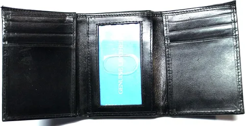 Miniatura 3 de Fire Fighter Cartera de cuero en relieve Trifold - Negro, Negro