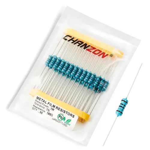 Miniatura 59 de Chanzon 50 piezas 1 W 10 Ω ohm Resistencia de película metálica fija de tolerancia 0.01 ±1% 10R MF Resistencias de agujero pasante con limitación